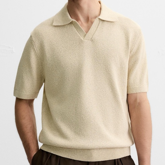 ZARA TEXTURED KNIT POLO SHIRT - Picture 3 of 9